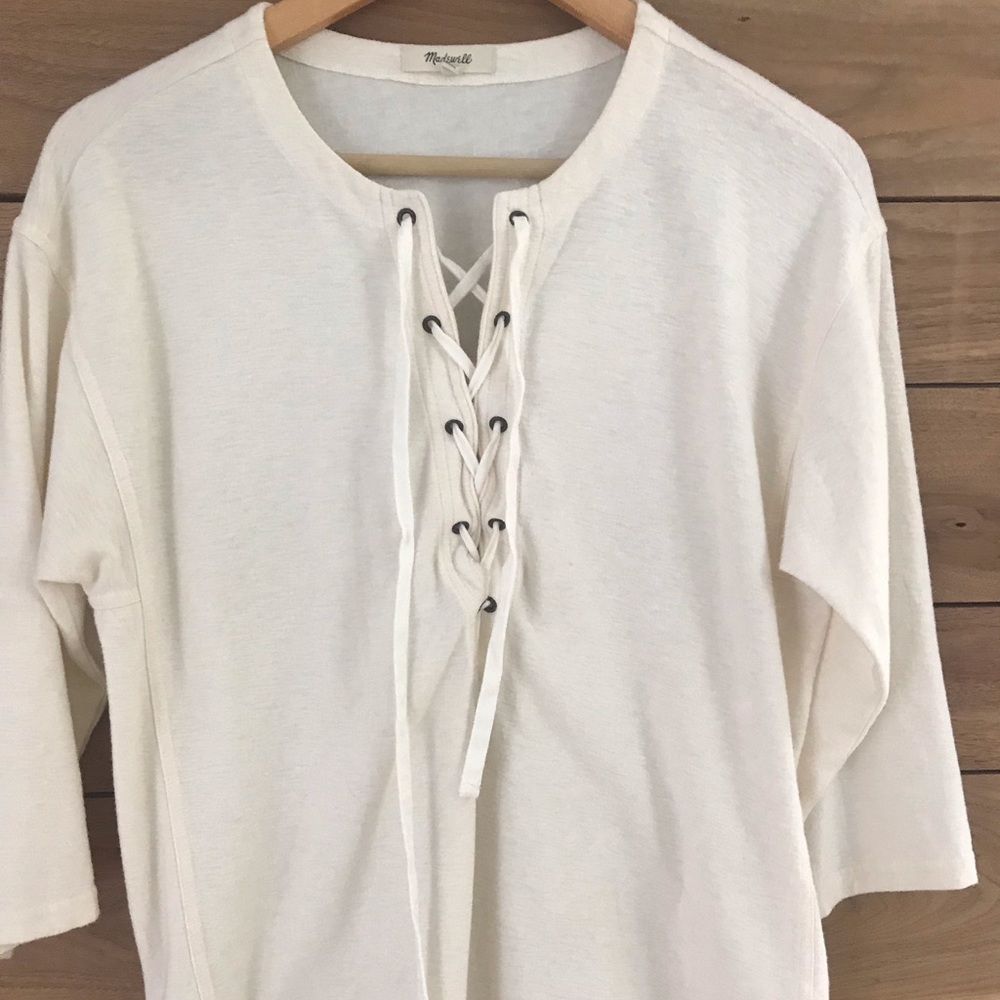Madewell Creme lace-up top